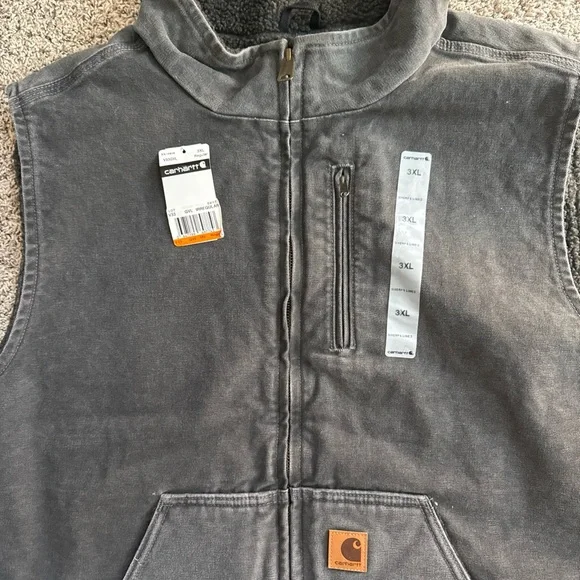 SOLD Men’s Carhartt Duck Sherpa Lined Mock Neck Vest size 3XL BNWT - Picture 2 of 5
